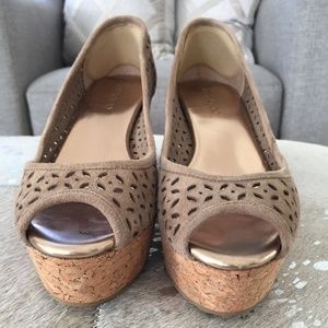 Jimmy Choo | Suede Wedge Open Toe Sandal
